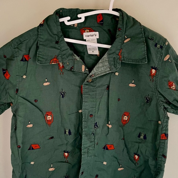 Carter's Teal Adventure Print Kids Button Down Shirt - Picture 2 of 4